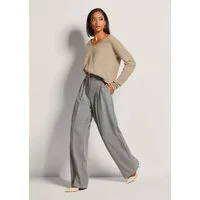 MADELEINE Bundfaltenhose Weite Bundfaltenhose mit Formbund Palazzohose mit lässiger Weite, Knopfverschluss, Gürtelschlaufen