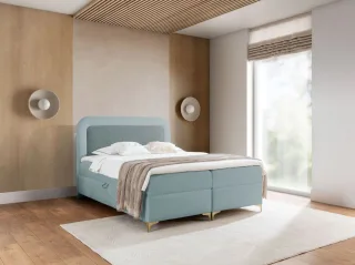 Boxspringbett Schlafzimmerbett WILLOW 140x200cm Stoff Puente Türkis