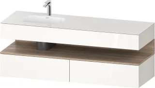 Duravit Qatego Einbauwaschtisch mit Konsolenwaschtischunterbau Weiß Hochglanz 1600x500x600 mm - QA47 QA4795055220000