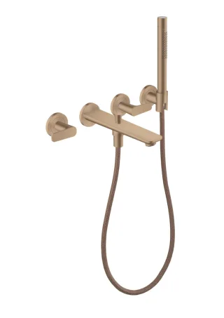 Hansgrohe 3-Loch Fertigset Wannemisch.Wand Unterputz Axor Citterio C mit HB Cubic cut brushed red g 49481310