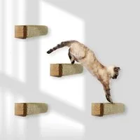 Rohrschneider Katzen-Kletterwand Katzentreppe Wand Wandelement Kratzstamm mit Sisalseil