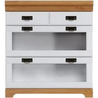 OTTO home Unterschrank Rügen Breite 80 cm, Kiefer massiv, Schubkästen mit Glaseinsatz