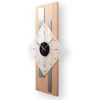 Kreative Feder Wanduhr Designer-Wanduhr „Silver Stripes“ aus hochwertigem Massivholz (ohne Ticken, Funk- oder Quarzuhrwerk, elegant, außergewöhnlich, modern)