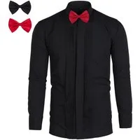 Allthemen Smokinghemd mit Kläppchen-Kragen Langarmhemd Regular Fit
