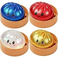 FELIXLEO Jumboball Glitter Dumpling Squishy Toy 4er Set Glitzer Knödel Fidget Toys
