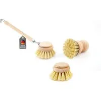 Lantelme Reinigungsbürsten-Set mit 2 Ersatzköpfen Spülbürsten Teller Pfannen Topfbürsten Holzgriff, (4-tlg), Deutsche Herstellung, Holz naturbelassen, für Geschirr, Töpfe, Pfannen
