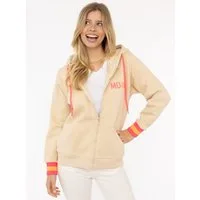 Zwillingsherz Kapuzensweatjacke "Rahel" Langarm, Kapuze, Reißverschluss, modisch, Schriftzug, Taschen