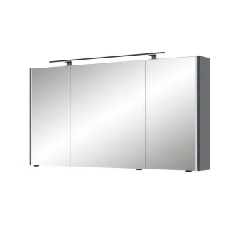 Pelipal Serie 7045 Spiegelschrank SEEA02413G138BA LED-Plus-Aufsatzleuchte, dreitürig, schwarz, 130 cm