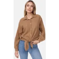 Worldclassca Hemdbluse Worldclassca Musselin Bluse Tunika Sommer Langarm Oberteil Einfarbig Neue Kollektion - Stilvolle und gemütliche Mode für Damen