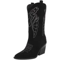 Ital-Design Moderne Western-Stiefel mit Stickerei und bequemen Absatz Westernstiefel (91409420) Blockabsatz Stiefel in Schwarz