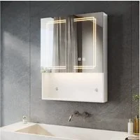 SONNI Badezimmerspiegelschrank Spiegelschrank Hängeschrank 60x75cm zwei offenen Türen und einem Einlegeboden