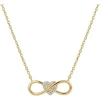 Suzan Gold Kette mit Anhänger 375 Echtgold Infinity Amour Herz Infinity Zirkonia