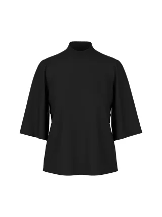 Marc Cain Collections - Lockeres T-Shirt mit Stehkragen black - Gr. - 36
