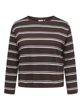 ONLY CARMAKOMA - CARFREJA STRIPE L/S WIDE SLEEVE JRS Coffee Bean - Gr. - 44