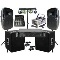 DSX DJ PA Anlage 3600Watt 38cm Box USB Mischpult Stativ LED Light Nebel Ko Party-Lautsprecher