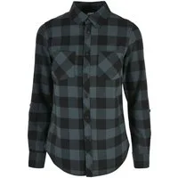 URBAN CLASSICS Kurzarmshirt Urban Classics Damen Ladies Turnup Checked Flanell Shirt (1-tlg)