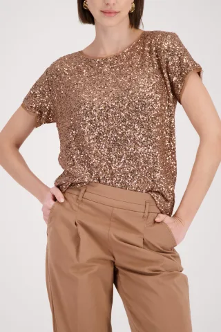 monari - Sweatshirt mit Pailletten mocca - Gr. - 38