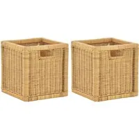 Krines Home Regalkorb Set/2 Regalkorb Aufbewahrungskorb geflochten Rattan (Quadratisch) (2-teiliges Set), Korbset Aufbewahrung Regal Schrankkorb Korb, ca. 28 x 29 x 30 cm
