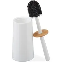 relaxdays WC-Reinigungsbürste Toilettenbürste mit Behälter, weiß