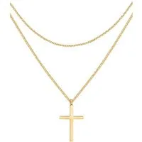 Hey Happiness Kreuzkette Layer Kette mit Kreuz, wasserfest, Delikate Edelstahl Damen Halskette mit Anhänger, vergoldet