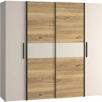 FORTE Kleiderschrank Kalixtus, Made in Europe (B/H/T ca. 200x190x60 cm, 2 Schiebetüren, 2 Drehtüren, 8 Einlegeböden) Kombination aus Dreh- und Schwebetüren, mehrere Farben