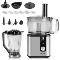 7MAGIC Küchenmaschine 9 in 1 Multifunktional Food Processor, Kompakt Küchenmaschine, 750 W, inkl. Zerkleinerer, 1,8L mixerbecher und weiteres Schneidzubehör