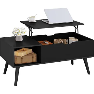 Woltu Couchtisch, Schwarz, Metall, Rechteckig, konisch, 100x43x50 cm, Wohnzimmer, Wohnzimmertische, Couchtische