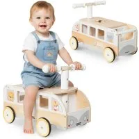 Mamabrum Spielzeug-Auto Kinder Rutschauto aus Holz Bus mit Stauraum & Lenkrad