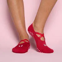 MP Valentines Ballett Rutschfeste Socken (2er-Pack) - Rosenrot/Blush - UK 12-14
