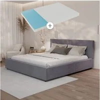 Juskys Polsterbett Salerno, Cord Design, bis 500 kg belastbar, Pflegeleicht mit Polsterung