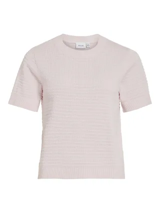 VILA - VILOLLO O-NECK S/S DETAIL KNIT TOP- NOOS Cherry Blossom - Gr. - L