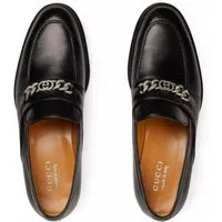 GUCCI Chain Slip-On Loafers Mokassin Kettenverzierung im Palladium-Ton mit Miniatur-Interlocking