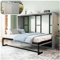 Flieks Schrankbett Metallrahmen Wandklappbett 140x200 mit verriegelbarer Wandbefestigung