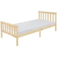ML-DESIGN Bettgestell Holz Tagesbett, Jugend Einzelbett mit Kopf- & Fußteil, Holzbettgestell, Kinderbett, Bettrahmen Massivholz Bett Jugendbett Kiefer Natur