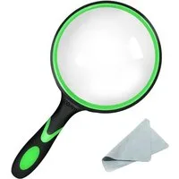 MOPUEA Handlupe Lupe 10 fach 100mm Große HandLupe Leselupe rutschfester Gummigriff, Leselupe Vergrößerungsglas großes Objektiv, erweitertes Sichtfeld, 1-tlg., Robuster, verdickter Rahmen Lesehilfe mit Griff für Senioren Kinder, für Aktivitäten wie Le