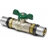 PipeTec Deutschland Pressfitting Pipetec Press- DVGW Kugelhahn, Alu-Verbundrohr Flügelgriff grün, inkl. beigl.Hebelgriff