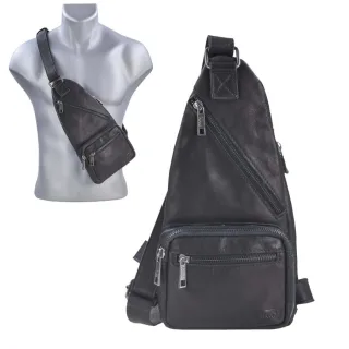 Crossbody Bag Herren Leder Nolany schwarz | Bear Design - Stilvoller Slingbag & Brusttasche Umhängetasche für Männer