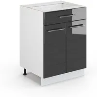 Vicco Unterschrank Fame-Line, Anthrazit Hochglanz/Weiß 60cm, ohne Arbeitsplatte (1-St)