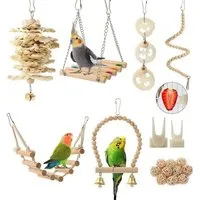 LuxusKollektion Vogelspielplatz Vogel-Papageien-Spielzeug 18 Stück Aufhängen Spielzeug Sittiche