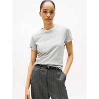 Tommy Hilfiger Kurzarmshirt REG CORP LOGO C-NK mit Logoschriftzug und Stickerei Baumwolle