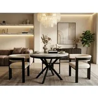WFL GROUP Esstisch Ross ausziehbar rund industrial mit schwarzen Metallbeinen (MADE IN EU, erhältlich in 3 Größen – 90/100/120 cm ausziehbar auf 170/180/200 cm), platzsparender Tisch in Holzoptik für Küche, Esszimmer oder Wohnzimmer