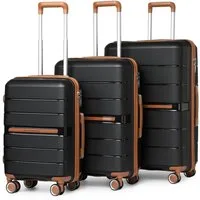 British Traveller Trolleyset, 3-teilig Hartschalenkoffer 100% PP Handgepäck Koffer Sets, (3 tlg)