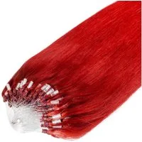 hair2heart Echthaar-Extension Premium Microring Extensions #0/44 Rot-Intensiv 50cm