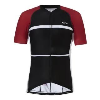 Oakley Kurzarm Zip Up Black Red Mens Cycling T-Shirt 434144 465