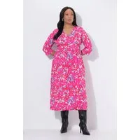 Ulla Popken Maxikleid Maxikleid Wickeloptik A-Linie V-Ausschnitt 3/4-Arm