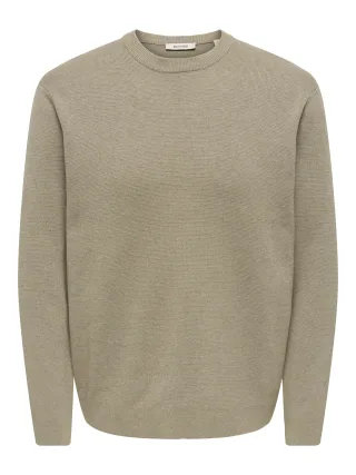 ONLY&SONS - ONSTING RLX CREW NECK KNIT NOOS Desert Taupe - Gr. - M