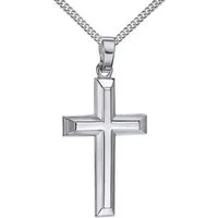 JEVELION Kreuzkette Kreuz Anhänger 925 Silber Made in Germany (Silberkreuz, für Damen und Herren), Mit Kette Sterlingsilber- Länge wählbar 36 - 70 cm.