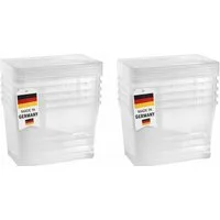 Gardissimo Aufbewahrungsbox 10 er Set mit Deckel 20 Liter Kunststoff Boxen Stapelboxen Plastik (Spar-Set, 10 Boxen + Deckel), stapelbar / mit Lüftungsschlitzen