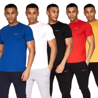 Crosshatch - "Traymax" T-Shirt für Herren (5er-Pack) (Blau/Rot/Schwarz/Gelb/Weiß)