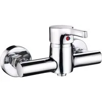 CORNAT Duscharmatur "Skagen" Hochwertiger Messingkörper- verchromt - 1/2 Zoll Brauseabgang Temperaturbegrenzer & ECO-Funktion /Einhebelmischer zur Aufputzmontage